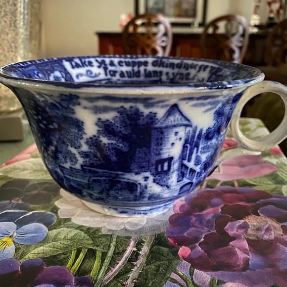 Other - Antique Flow Blue Pottery —Large Cup